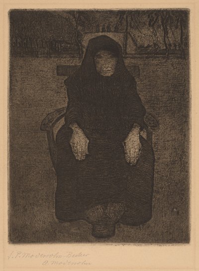 Oturan Yaşlı Kadın by Paula Modersohn Becker