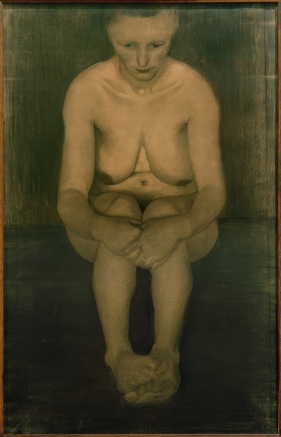 Oturan çıplak kadın, önden ayakları üst üste yerleştirilmiş by Paula Modersohn Becker