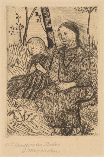 İki Köylü Kız by Paula Modersohn Becker
