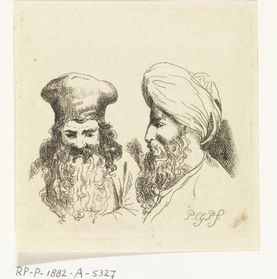 Türbanlı iki erkek kafası by Paulus Charles Gerard Poelman