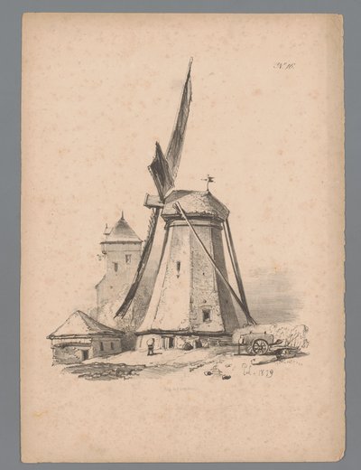 Bir yel değirmeni görünümü Paulus Lauters tarafından Peyzaj Çalışmaları (seri başlığı) Nouvelle suite de P. Lauters için 40 etüt (seri başlığı) by Paulus Lauters