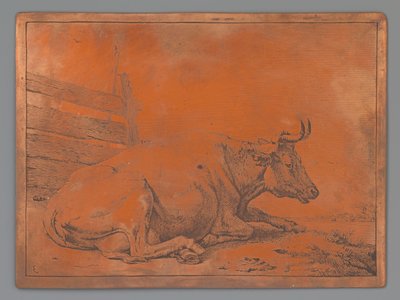 Bir çitin yanında yatan inek by Paulus Potter