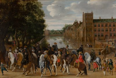 Orange Prensleri ve Aileleri At Sırtında, Buitenhof'tan Kaçarken, Lahey, c. 1621-22 by Pauwels I van Hillegaert