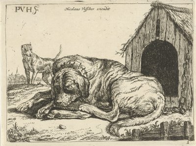 Bir zincir üzerinde uzanmış köpek Farklı köpekler (dizi başlığı) by Pauwels van Hillegaert