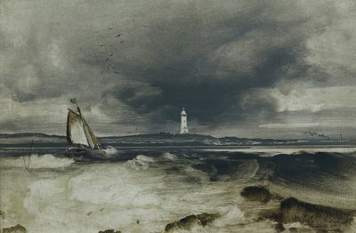 Deniz Feneri (panelde yağ) by Peder Balke