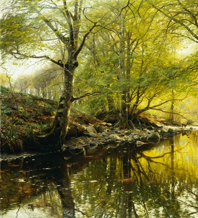 Ormanlık Bir Nehir Manzarası by Peder Monsted