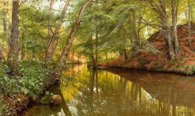 P.Mönsted, orman deresinde bahar günü by Peder Monsted
