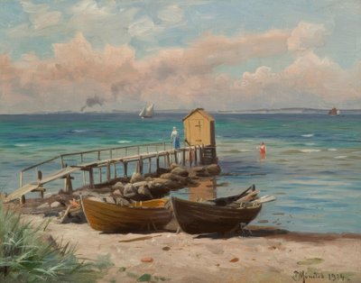 P.Mönsted, sahilde hamamlar by Peder Monsted