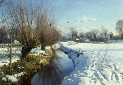 Dere kenarında güneşli bir kış günü by Peder Monsted