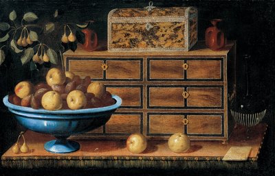 Küçük Sandıklı ve Meyve Kaseli Yazı Masası by Pedro de Camprobín