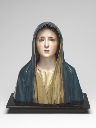 Acıların Bakiresi Mater Dolorosa (çok renkli ahşap, cam ve hayvan kılı) by Pedro de Mena