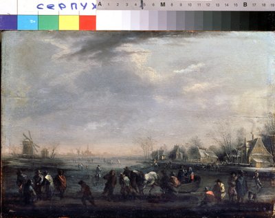 "Patencilerle kış manzarası" Peeter Bout (1658-1719) Serpukhov tarafından tablo, Devlet Tarih ve Sanat Müzesi by Peeter or Pieter Bout