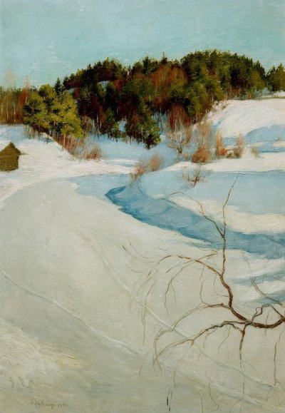 Myllykyla yakınlarında kış manzarası by Pekka Halonen