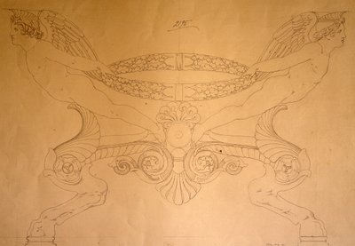 Ayaklı toynak şeklindeki tabure çizimi, c.1837 (çizim) by Pelagio Palagi