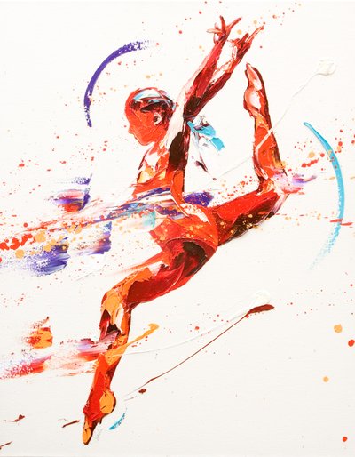 Jimnastikçi İki, 2010 (tuval üzerine yağlı boya) by Penny Warden
