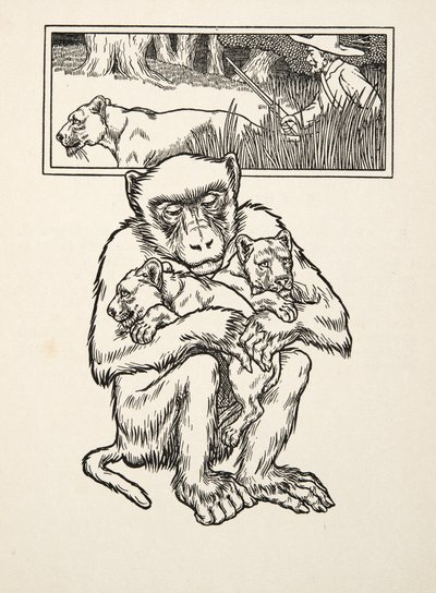 Yardım İstemek, Hayvanların Yüz Anekdotundan, pub. 1924 (gravür) by Percy J. Billingshurst