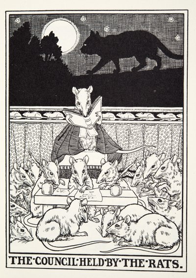 Sıçanlar tarafından düzenlenen Konsey, Fontaine Fables, pub. 1905 by Percy J. Billingshurst