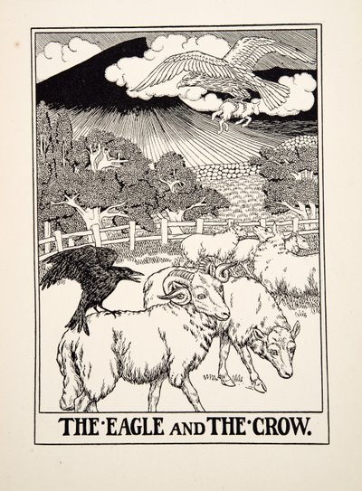 Ezop'un Yüz Masalları'ndan Kartal ve Karga, yayın.1903 by Percy J. Billingshurst
