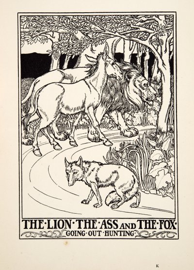 Aslan, Eşek ve Tilki Avlanmaya Çıkıyor, A Hundred Fables of Ezop