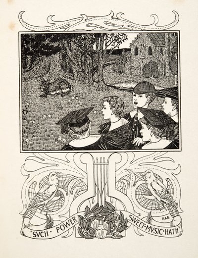 Hayvanların Yüz Anekdotundan Müziğin Gücü, pub. 1924 (gravür) by Percy J. Billingshurst
