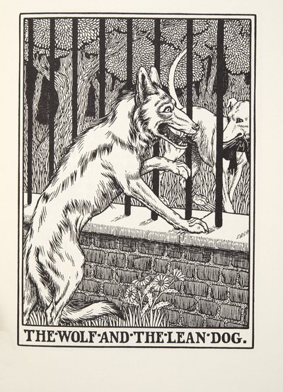 Fontaine Fables, pub'dan Kurt ve Yalın Köpek. 1905 (gravür) by Percy J. Billingshurst