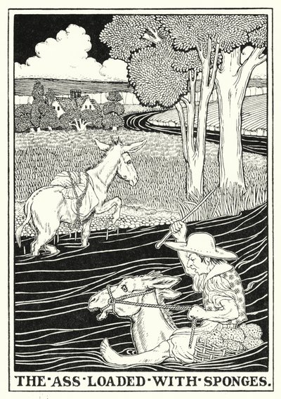 La Fontaine Masalları: Sünger yüklü eşek (lito) by Percy James Billinghurst
