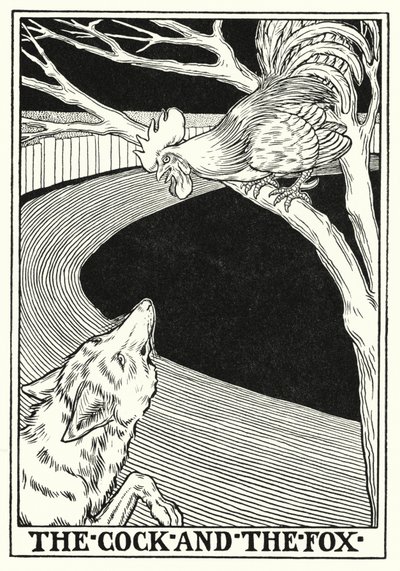 La Fontaine Masalları: Horoz ve tilki (lito) by Percy James Billinghurst