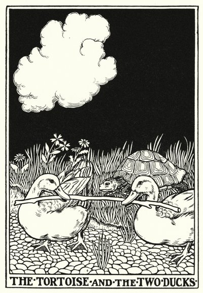 La Fontaine Masalları: Kaplumbağa ve iki ördek (lito) by Percy James Billinghurst