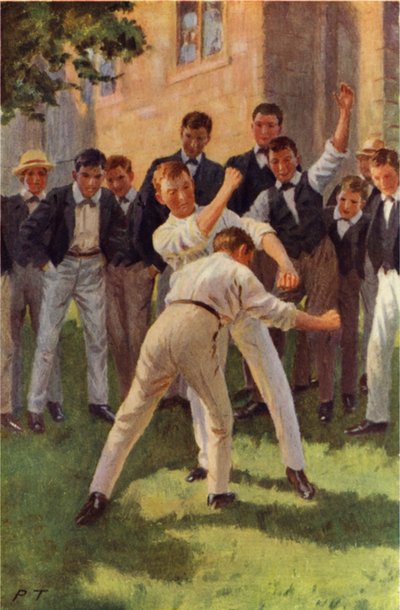 Tom Girer ve İki Ağır Vücut Darbesi Vurur (renkli taş) by Percy Tarrant