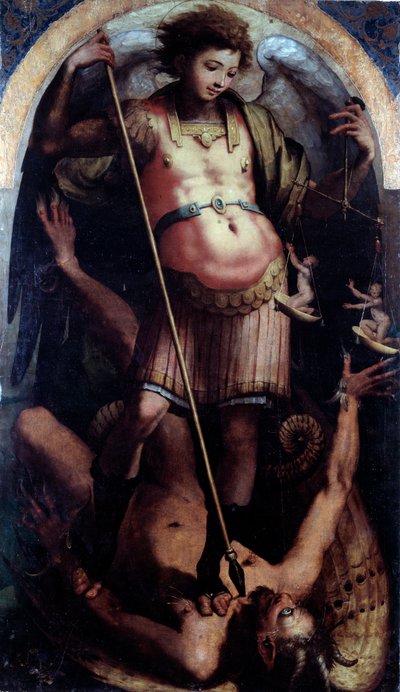 St Michael, Orta panel (ahşap üzerine yağlı boya, c.1535) by Perino del Vaga