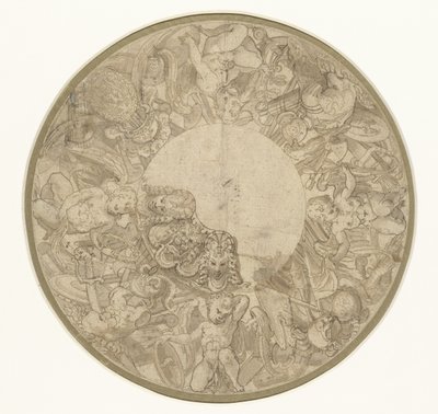 Yuvarlak bir gösteri kasesinin tabanı için tasarım by Perino del Vaga (attributed to)
