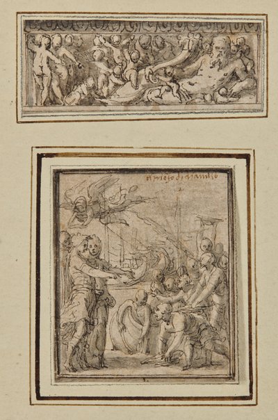 Putti ile çevrili nehir tanrısı; ve Marcus Furius Camillus