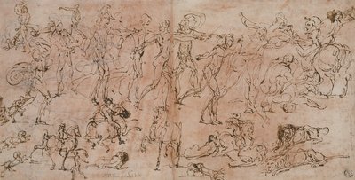 Savaşçılar, Atlılar ve Aslanlar Çalışmaları, 1528-33 by Perino del Vaga