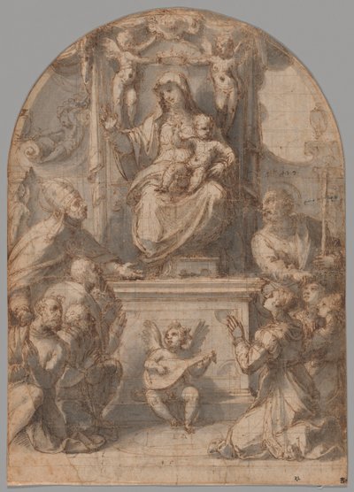 Bakire, Azizler Gregory ve James ve Bir Donör Ailesi ile Enthroned by Perino del Vaga
