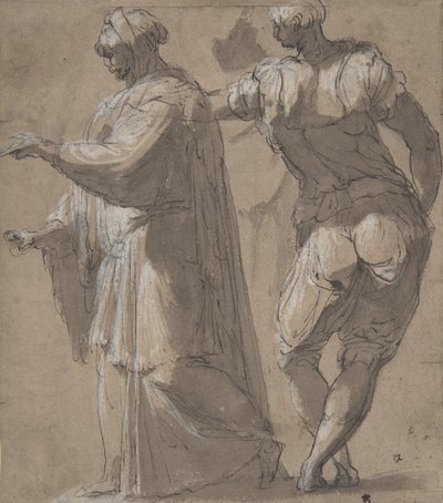 İki Ayakta Erkek Figürü, 1501-47. by Perino del Vaga