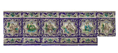 19. yüzyıldan kalma bir seramik Qadjar çini frizi by Persian School