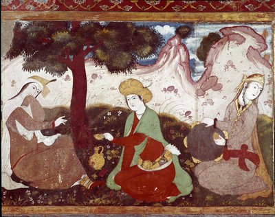 17. yüzyıldan kalma bir bahçede cariyeleriyle birlikte bir Pers prensesi. İsfahan