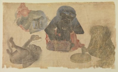 Dört Esir Şeytan, 1470-1500 (wc ve ipek üzerine altın) by Persian School