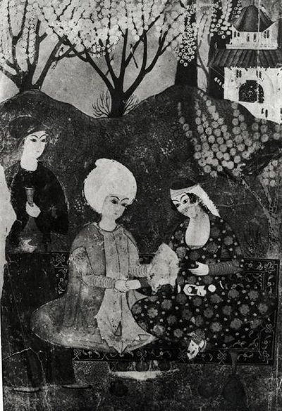 Erkek ve Kadın Bahçede by Persian School