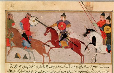 Ms Pers.113 f.29 Cengiz Han (c.1162-1227) Tatarlarla Mücadele, Raşid-al-Din