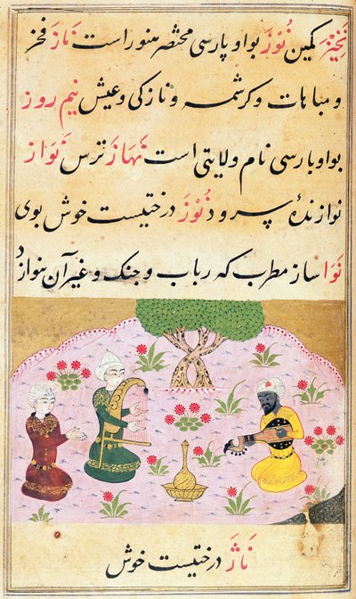 Or.3299 f.279 Bir melodi çalan müzisyenler (nava) by Persian School