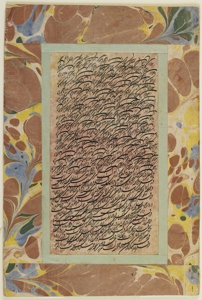 Kaligrafi sayfası, müstakil albüm folyosu, 19. yüzyıl (karton üzerine monte edilmiş kağıt üzerine mürekkep) by Persian School
