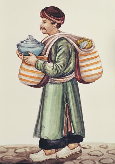 Seramik tüccarı (kağıt üzerinde wc) by Persian School