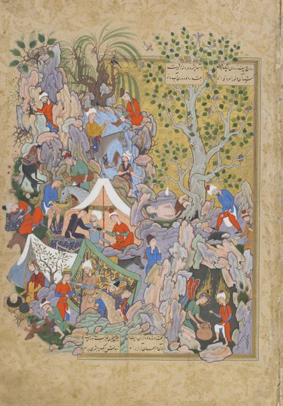 Yusuf kuyudan kurtarıldı, Cami (ö.1492) tarafından bir Haft avrangından (Yedi taht) bir yaprak, muhtemelen Meşhed, Horasan, İran, Safevi hanedanı, 1556-1565 (mürekkep, opak suluboya ve kağıt üzerine altın) by Persian School