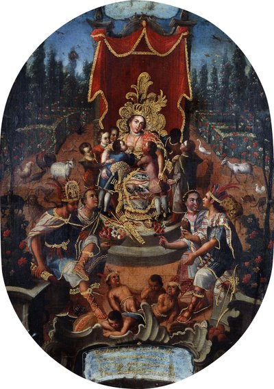 Amerika İspanyol Noble Boys Hemşireliği, c.1770 by Peruvian School