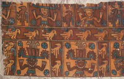 Tanrılar ve kuşlar ile bez, Tiahuanaco Kültürü (tekstil) by Peruvian School