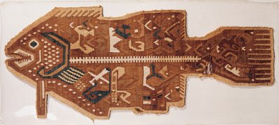 Bir balığın yün yarık goblenleri (tekstil) by Peruvian School