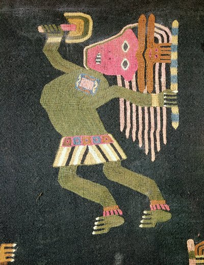 Bastonlu dokuma yün dansçı, Paracas kabilesi (tekstil) (ayrıca bkz. 231825) by Peruvian School