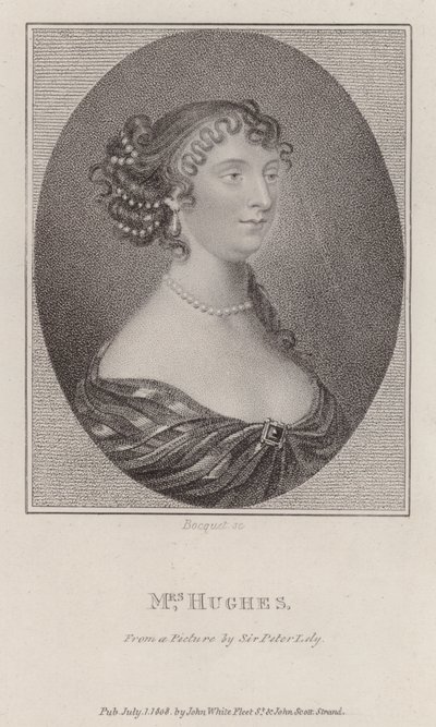 Margaret Hughes, İngiliz aktris (gravür) by Peter (after) Lely