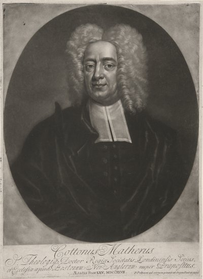 Cotton Mather, pub. 1728 (gravür) by Peter (after) Pelham